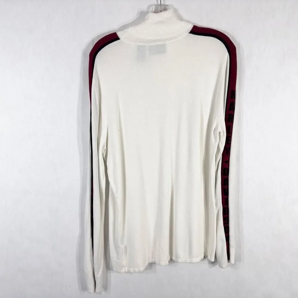 Harley Davidson XL Sweater‎ Y2K VTG Spell Out Sleeves Ribbed White Knit 1102